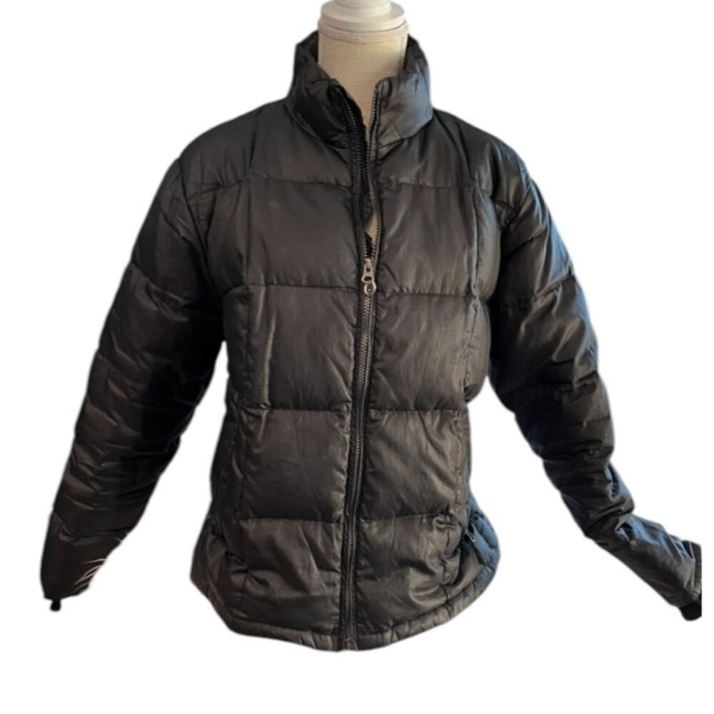 womens canadian black puffer winter ski jacket large